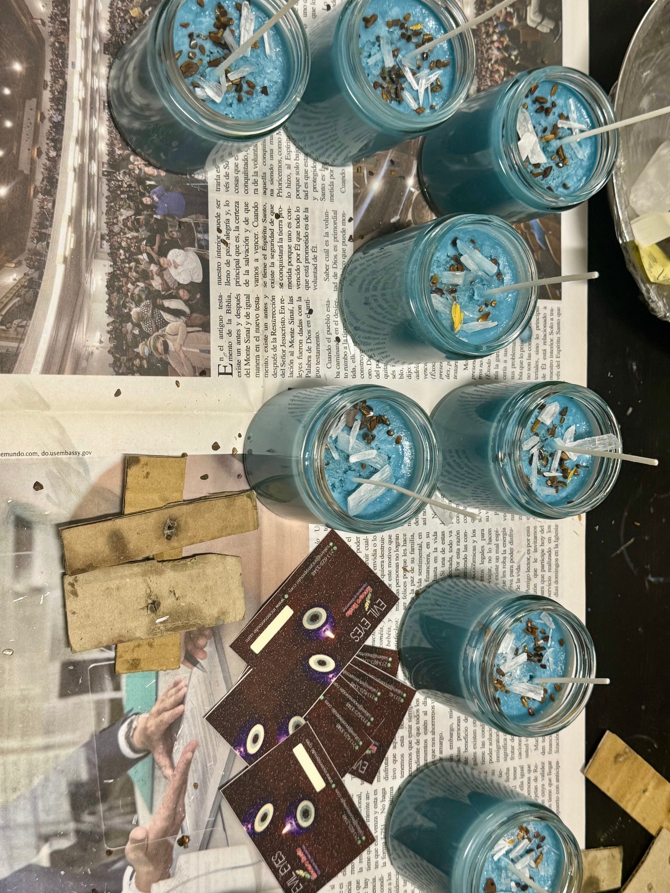 Evil Eyes Baby Blue Hand-made Protection Candle - Incense Route