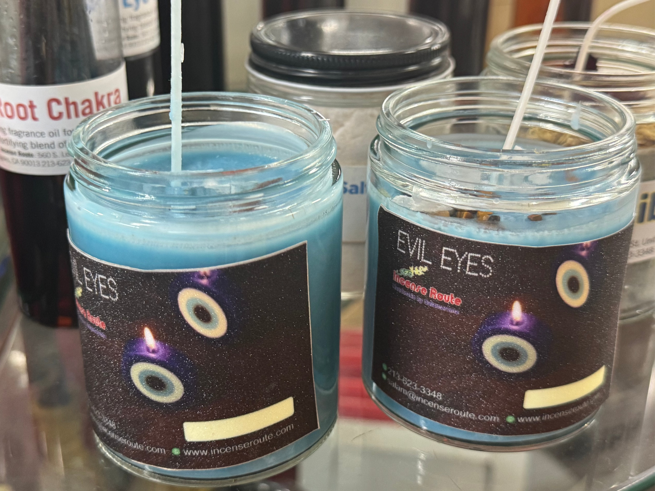 Evil Eyes Baby Blue Hand-made Protection Candle - Incense Route