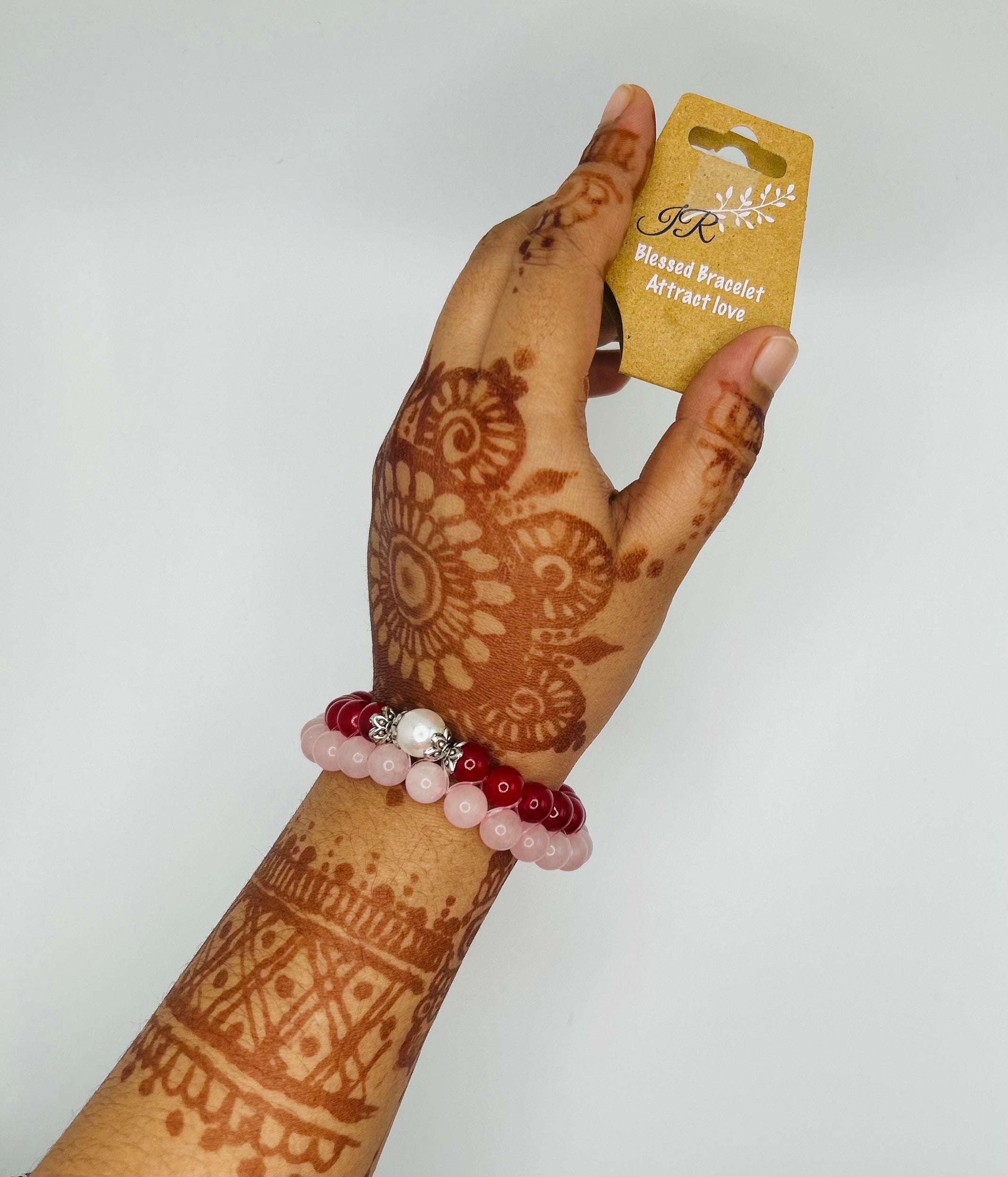 Double layered handmade bracelet: Rose Quartz and Carnelian - Incense Route