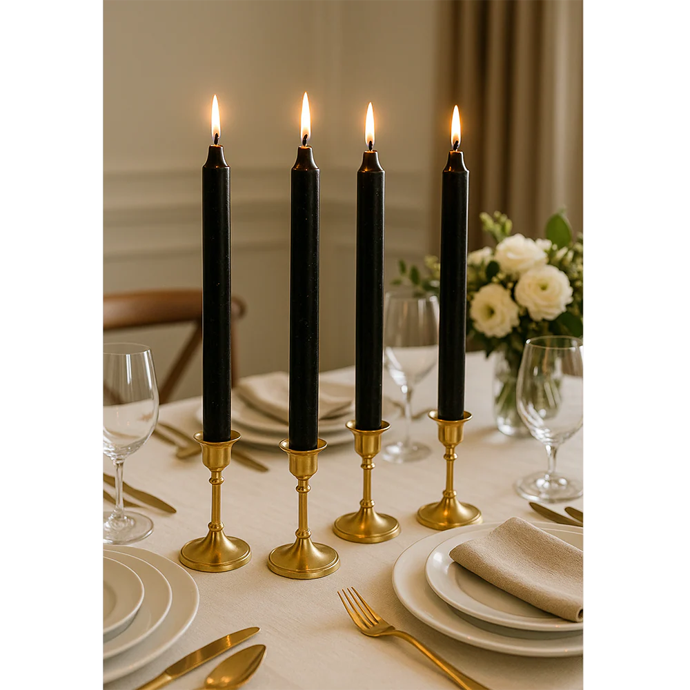 Black 6" Taper Candle (6 pack)