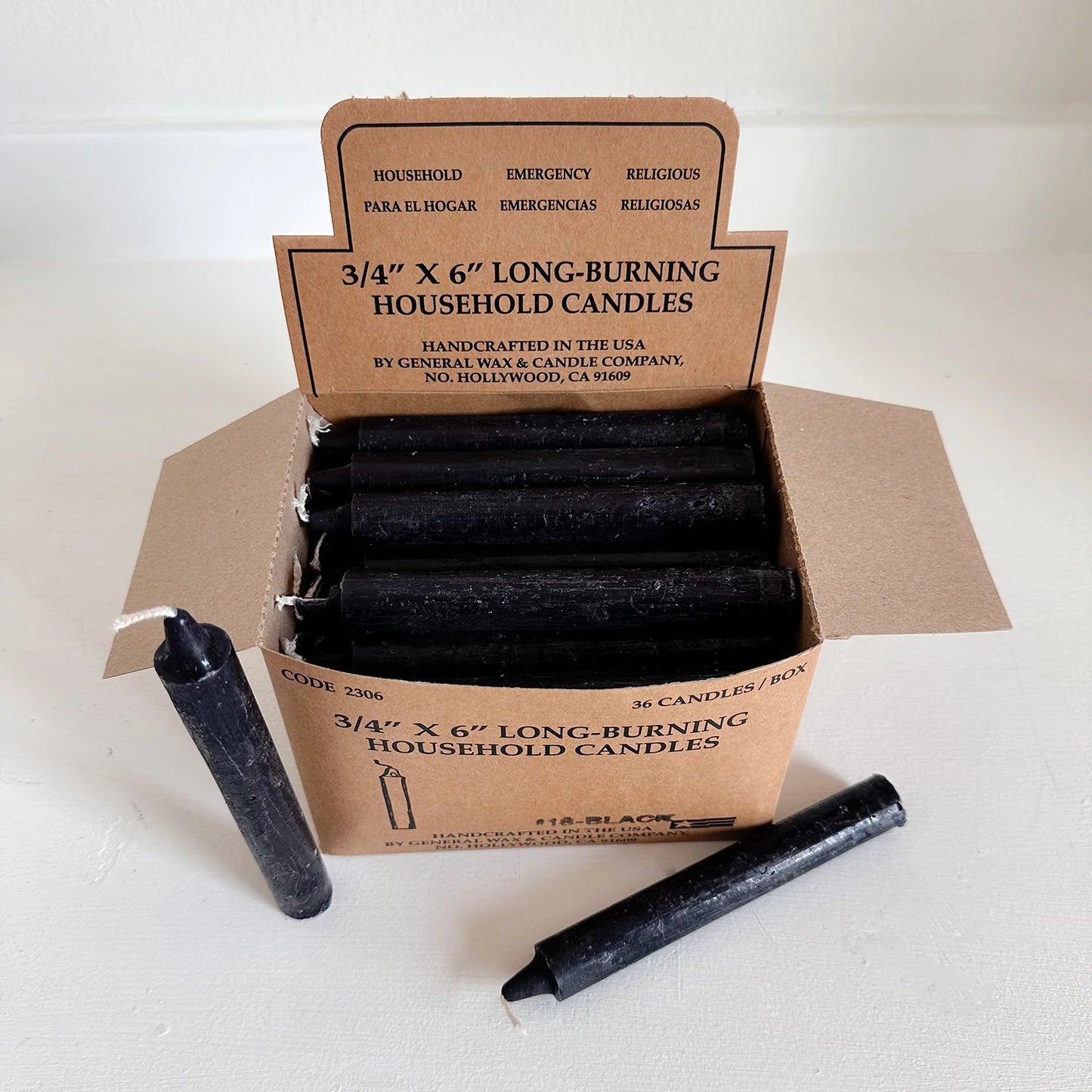 Black 6" Taper Candle (6 pack)