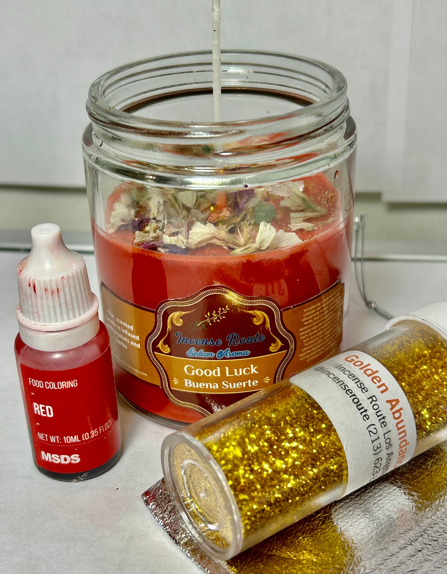 Good Luck/Buena Suerte Red Handmade Candles