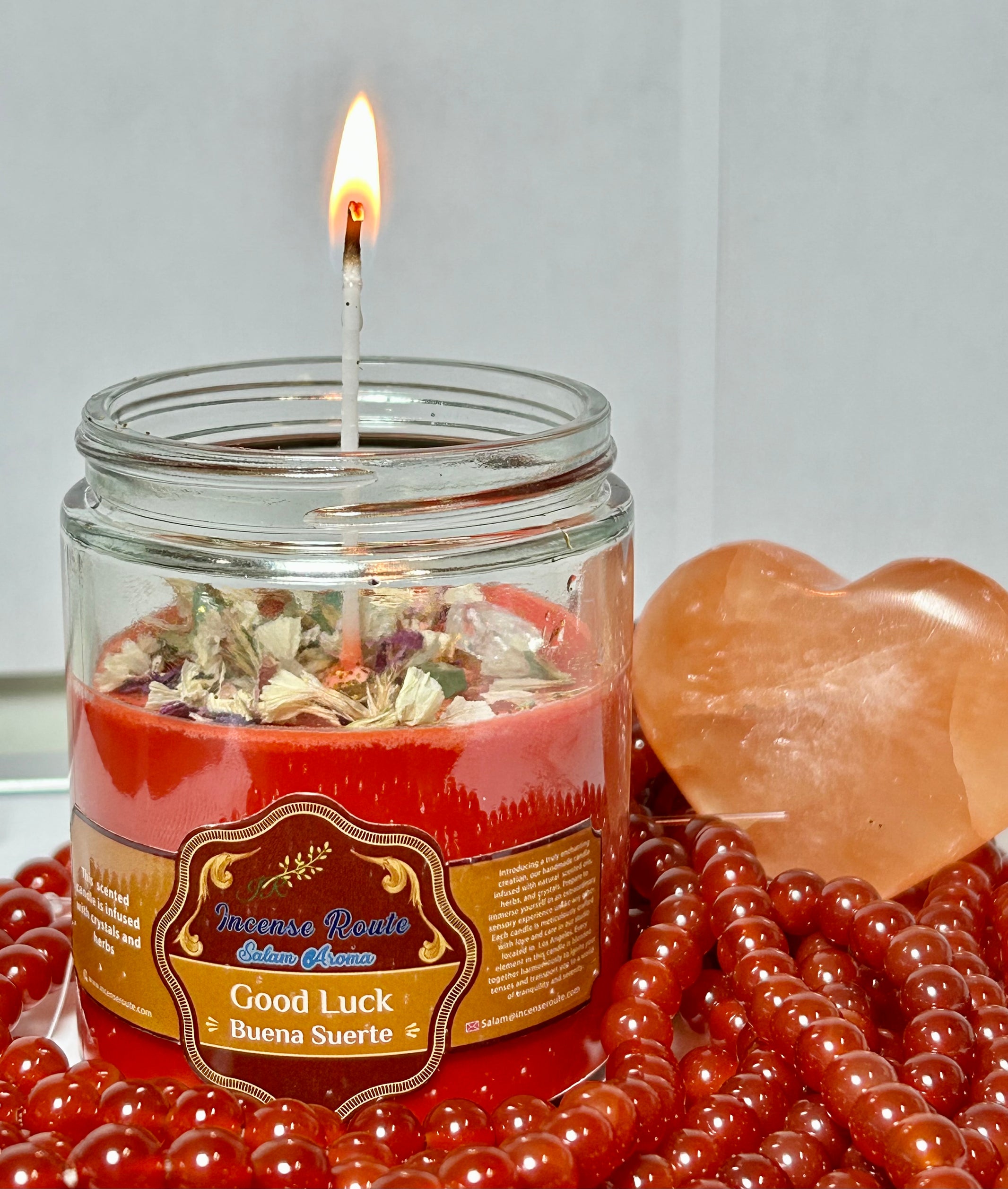 Lit Buena Suerte Red Good Luck Handmade Candle, Infused with Prosperity and Positive Energy - Incense Route