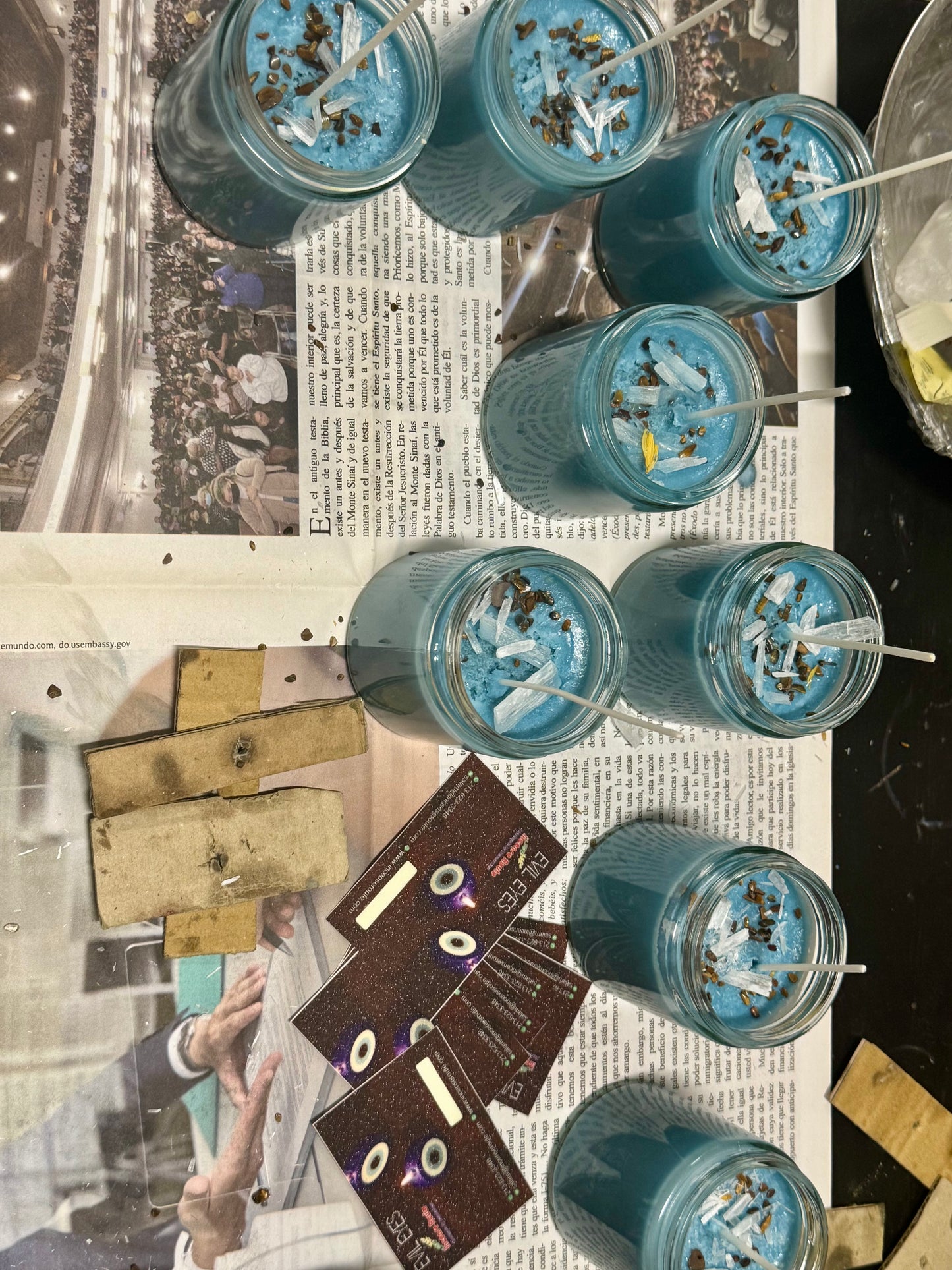 Evil Eyes Baby Blue Hand-made Protection Candle