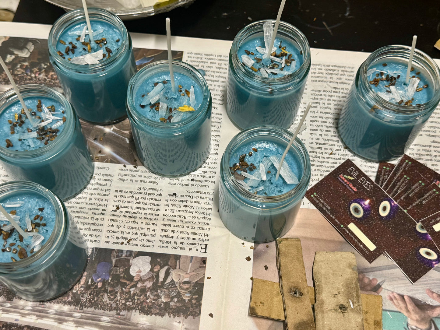 Evil Eyes Baby Blue Hand-made Protection Candle