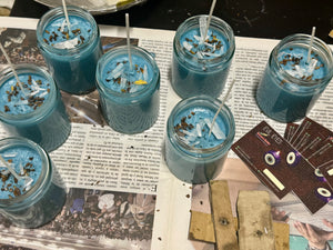 Evil Eyes Baby Blue Hand-made Protection Candle