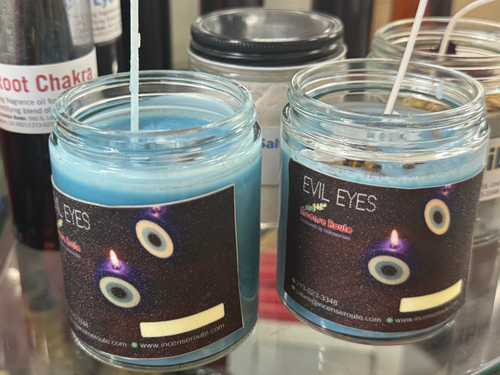 Evil Eyes Baby Blue Hand-made Protection Candle