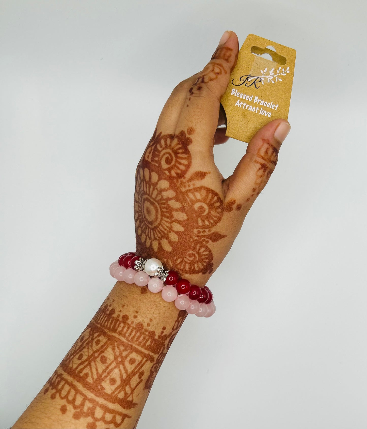 Double layered handmade bracelet: Rose Quartz and Carnelian