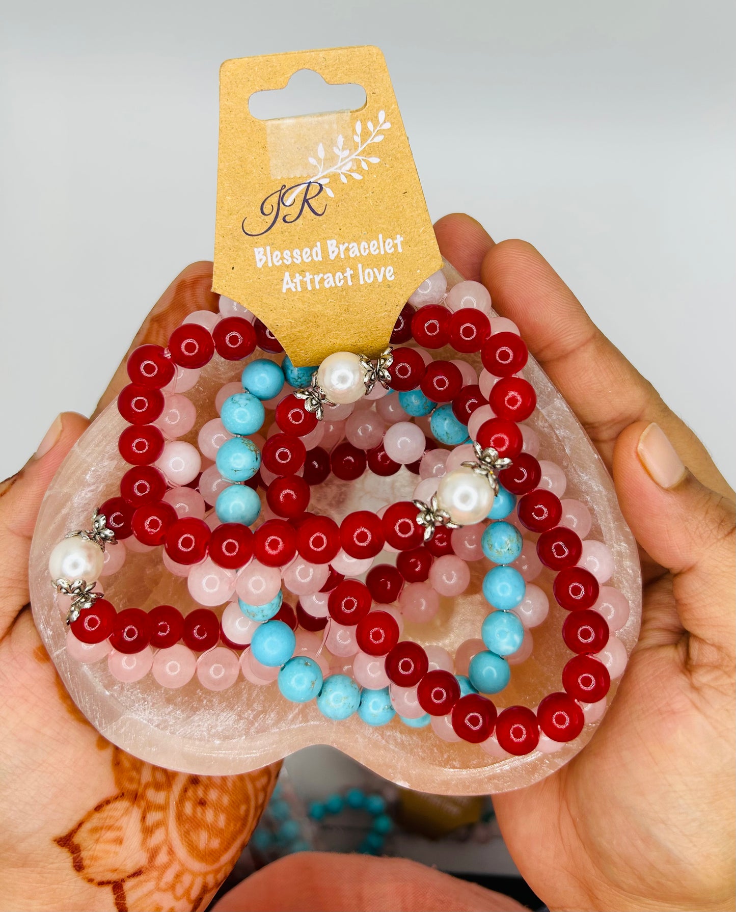 Double layered handmade bracelet: Rose Quartz and Carnelian