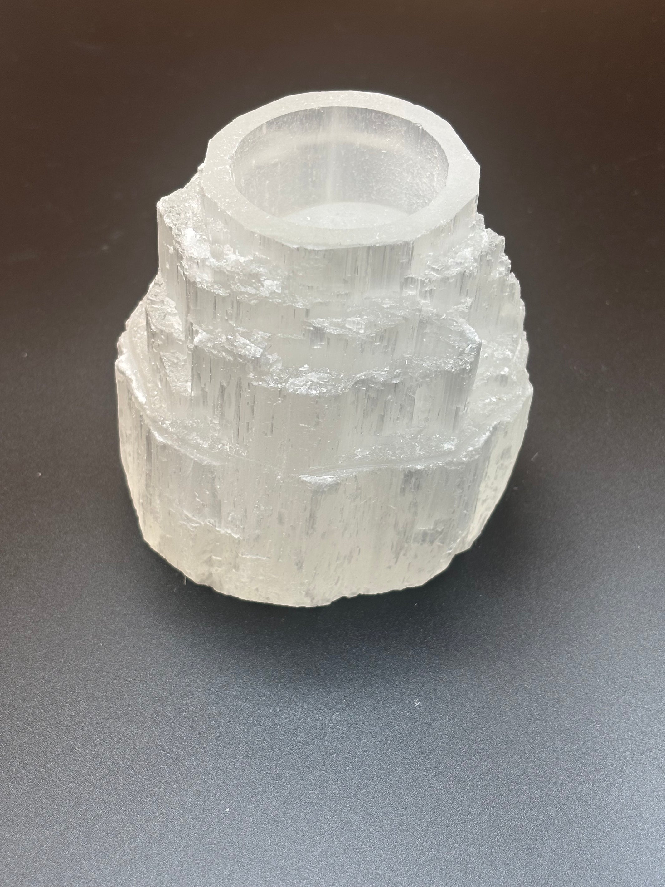 White Selenite Candle holder - Incense Route