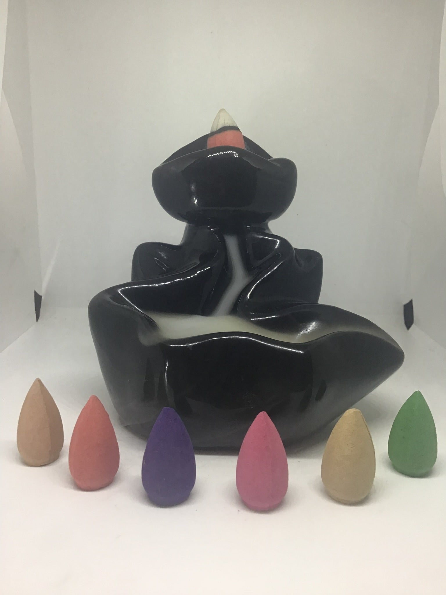 Backflow Burner with multi colored cones - Incense Route