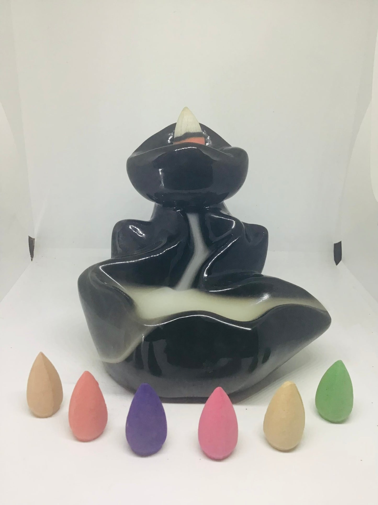 Backflow Burner with multi colored cones