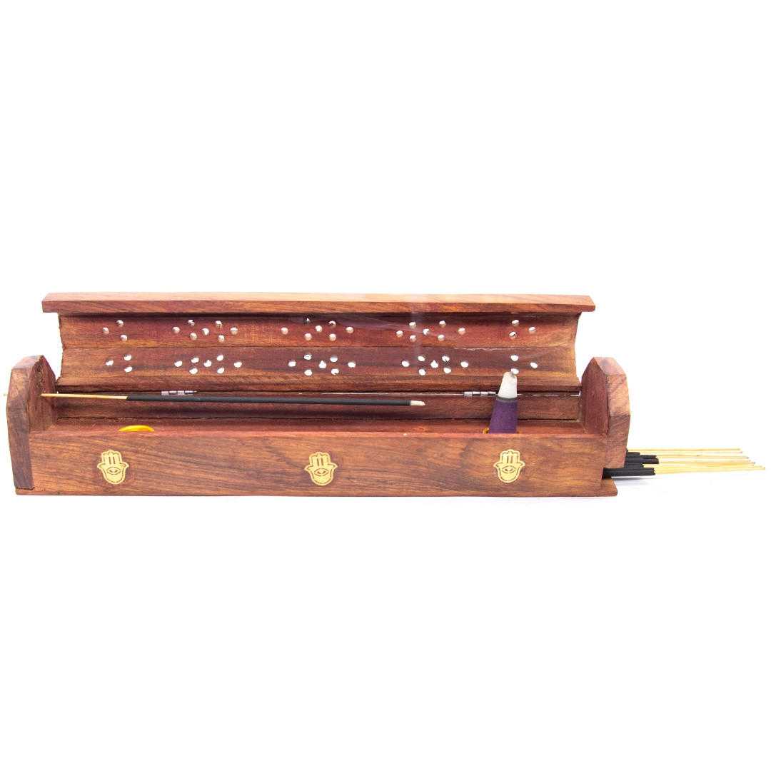 Wooden Incense Holder Hamsa Style