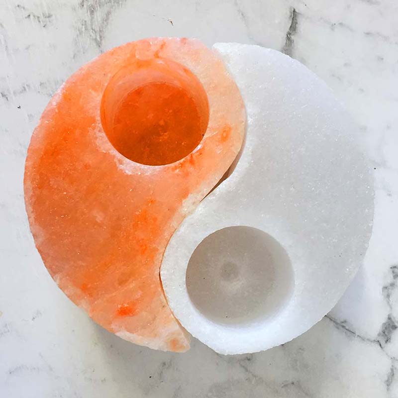 Selenite Yin & Yang (Candle Holder) - Incense Route